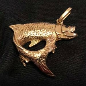 14k Tarpon Pendant/Charm With Designer Stamp